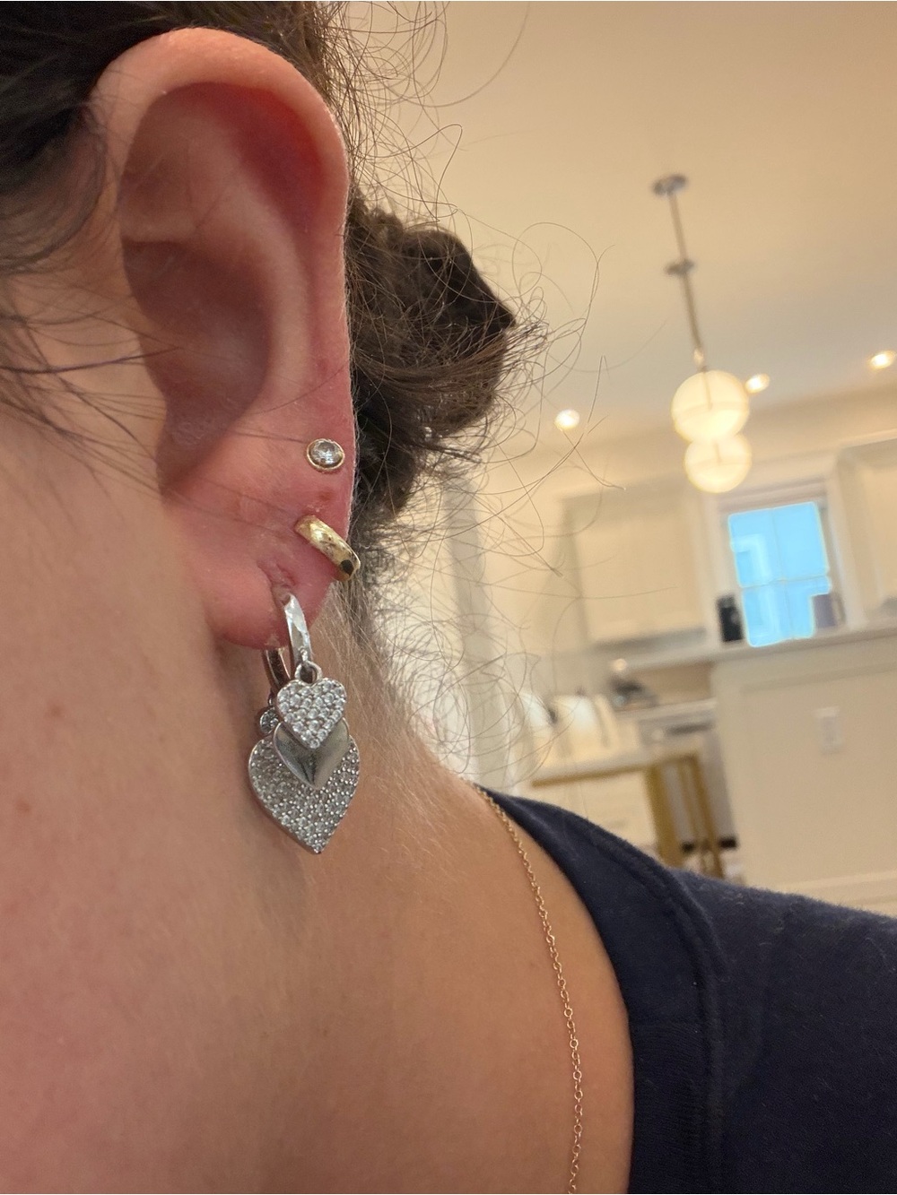 Sterling Silver Huggie Heart Earrings
